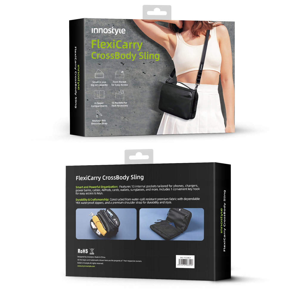 Picture of Innostyle FlexiCarry Crossbody Sling Shoulder Hand Carry Urban Style Bag Travel Bag (Classic Black)