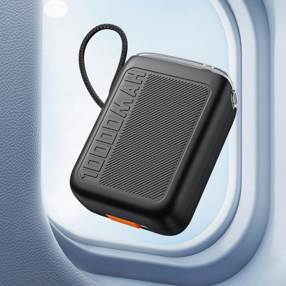 Picture of Innostyle CCC 3C Certified Power Bank TransiMini FlexCharge Retractable 30W 10000mAh 60cm USB-C Small Mini Compact Size Power Bank with Cable (Black)