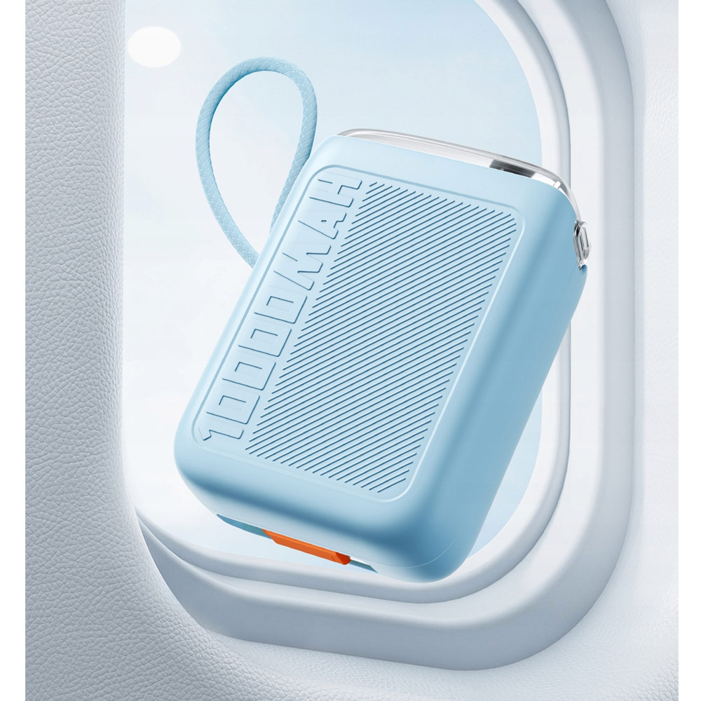 Picture of Innostyle CCC 3C Certified Power Bank TransiMini FlexCharge Retractable 30W 10000mAh 60cm USB-C Small Mini Compact Size Power Bank with Cable (Blue)