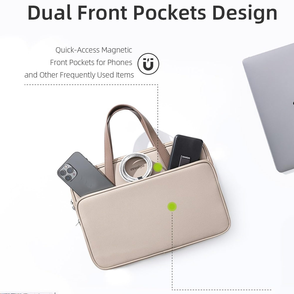 Picture of Innostyle Omiprotect Pro Series Shock Proof Laptop Notebook Hand Carry Sleeve with Front Compartment for up to 16 inches Laptop (Black)