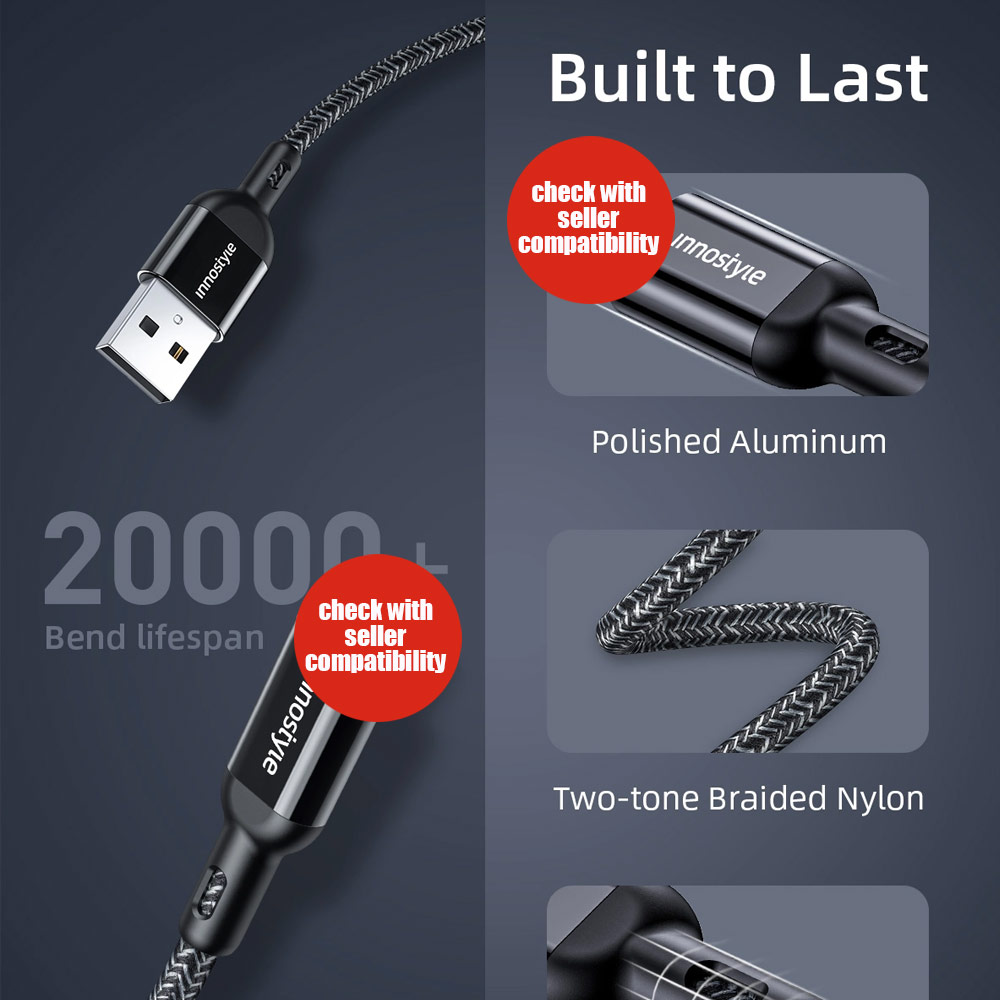 Picture of Innostyle MFI Certified PowerFlex 12W Fast Charging Data Cable USB-A to Lightning 150cm (Silver)