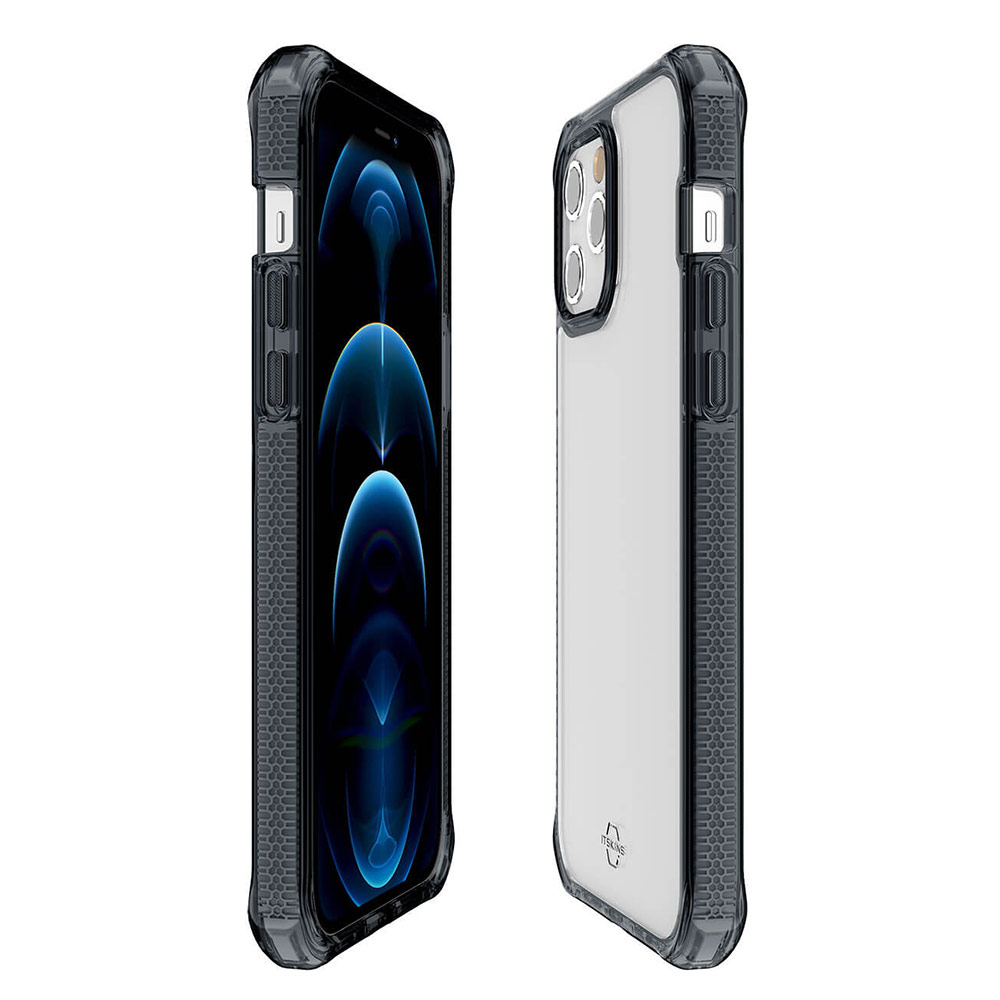 Picture of Apple iPhone 12 6.1 Case | ITSKINS SUPREME CLEAR  ANTIMICROBIAL Certified Extreme Impact Protection Case for Apple iPhone 12 iPhone 12 Pro 6.1 (SmokeTransparent)