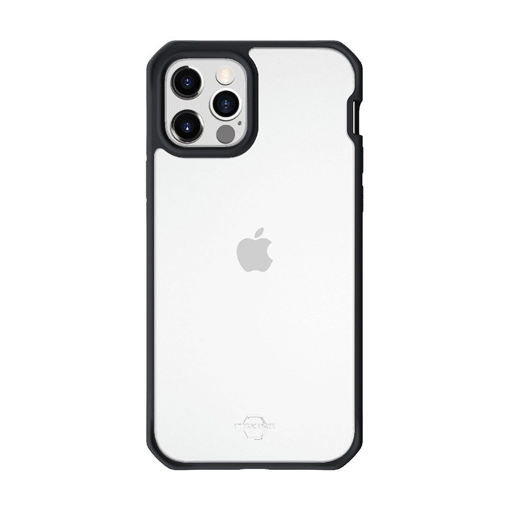 Picture of Apple iPhone 12 Pro Max 6.7 Case | ITSKINS HYBRID SOLID ANTIMICROBIAL Certified Antishock Protection Case for Apple iPhone 12 Pro Max 6.7 (Plain Black transparent)