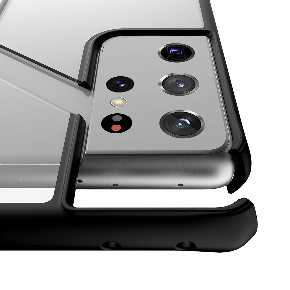 Picture of Samsung Galaxy S21 Ultra 6.8 Case | ITSKINS HYBRID SOLID ANTIMICROBIAL Certified Antishock Protection Case for Samsung Galaxy S21 Ultra 6.8 (Plain Black transparent)