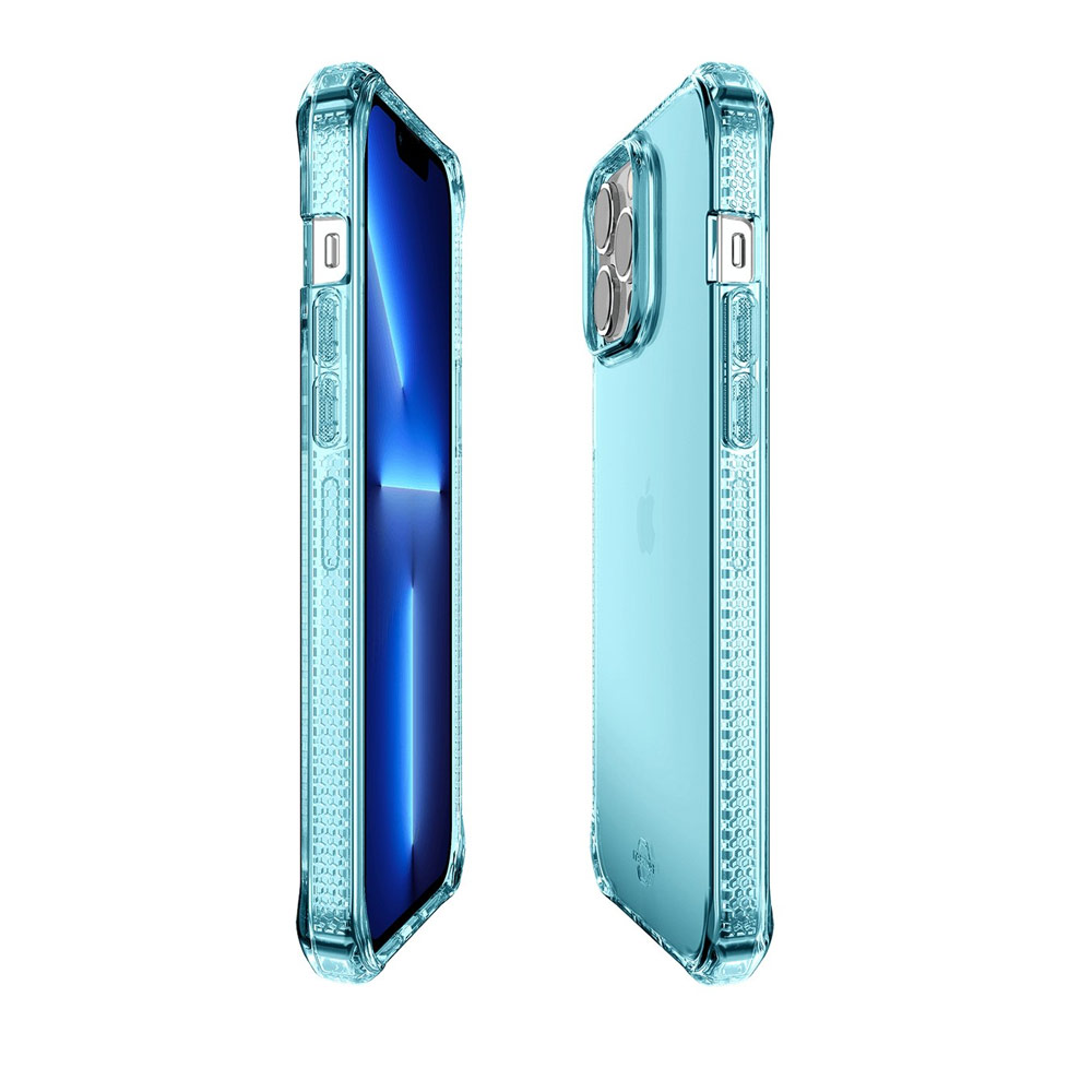 Picture of Apple iPhone 13 Pro Max 6.7 Case | ITSKINS SPECTRUM CLEAR ANTIMICROBIAL Certified Antishock Protection Case for iPhone 13 Pro Max (Light Blue)
