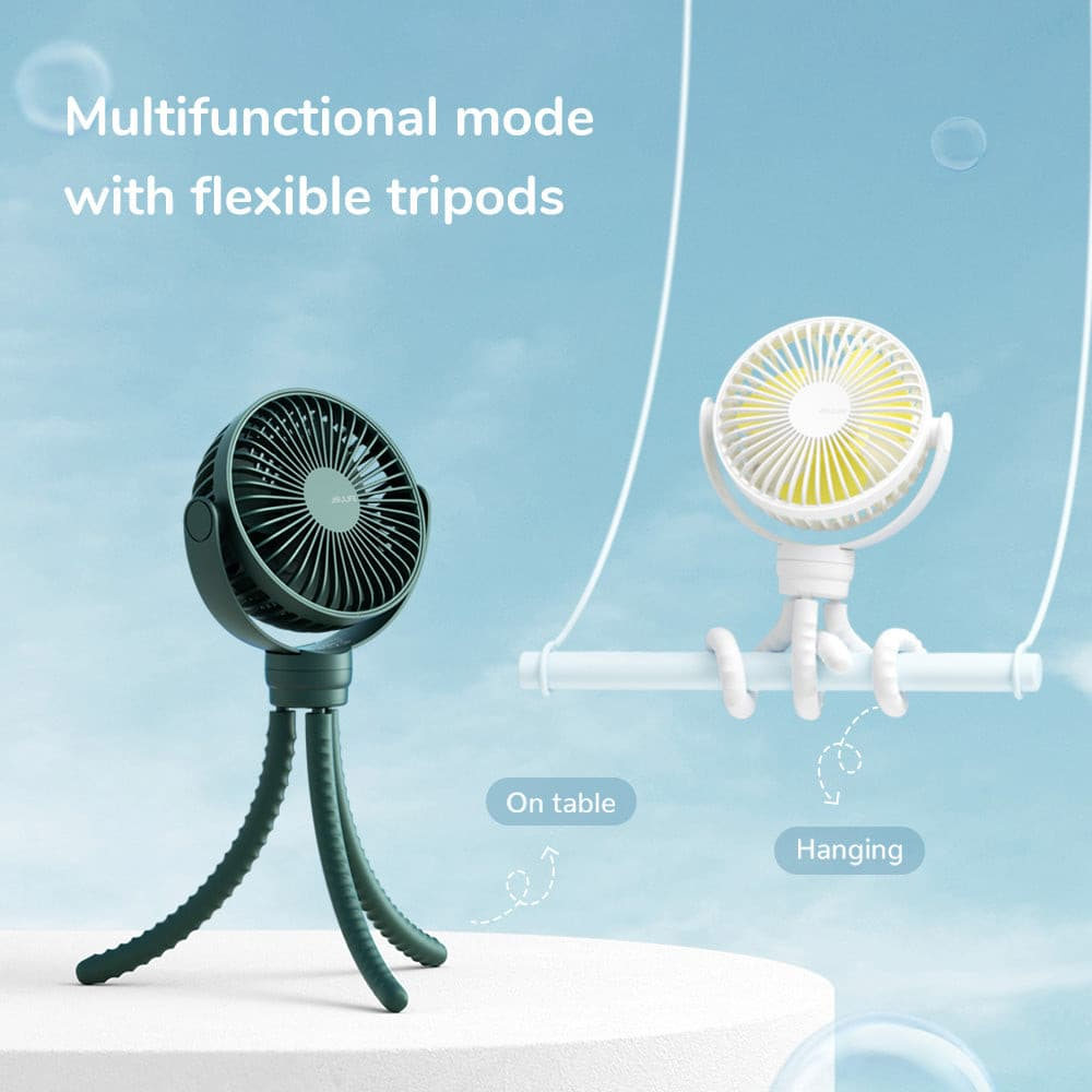 Picture of Jisulife Malaysia Child Baby Safe Low Noise Stroller Car Seat Rotatable Flexible Tripod Rechargeable Fan FA24  (White)