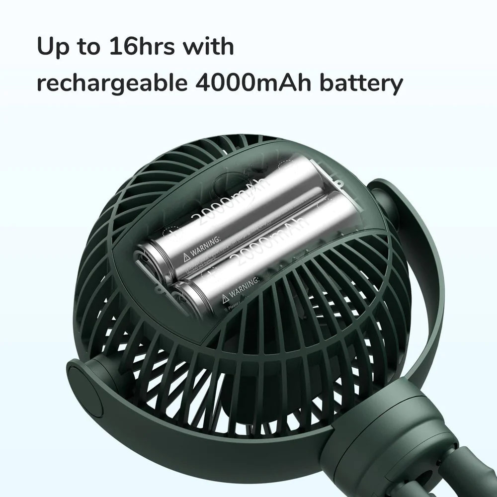 Picture of Jisulife Malaysia Child Baby Safe Low Noise Stroller Car Seat Rotatable Flexible Tripod Rechargeable Fan FA24  (White)