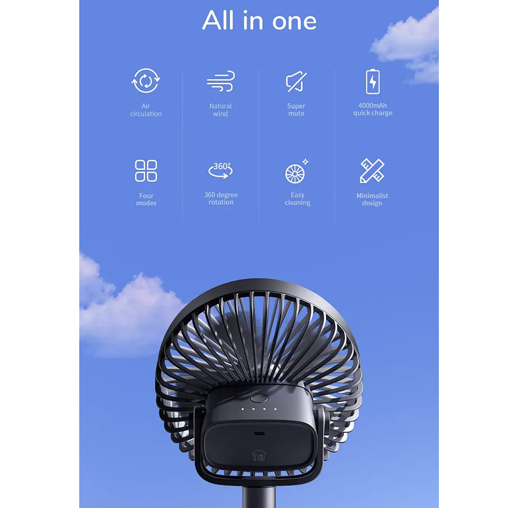 Picture of JISULIFE Malaysia Clip On  Desk Fan Portable Desktop Fan 4000mAh USB-C Rechargeable for Office Room Travel Outdoor Indoor FA7B (Silver)