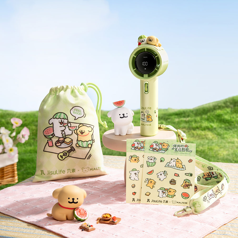 Picture of Jisulife Limited Edition Gift Idea Box Maltese Dog 100 Speed Control Wide Wind Portable Handheld Fan Kipas Pegang Tangan Angin Kuat