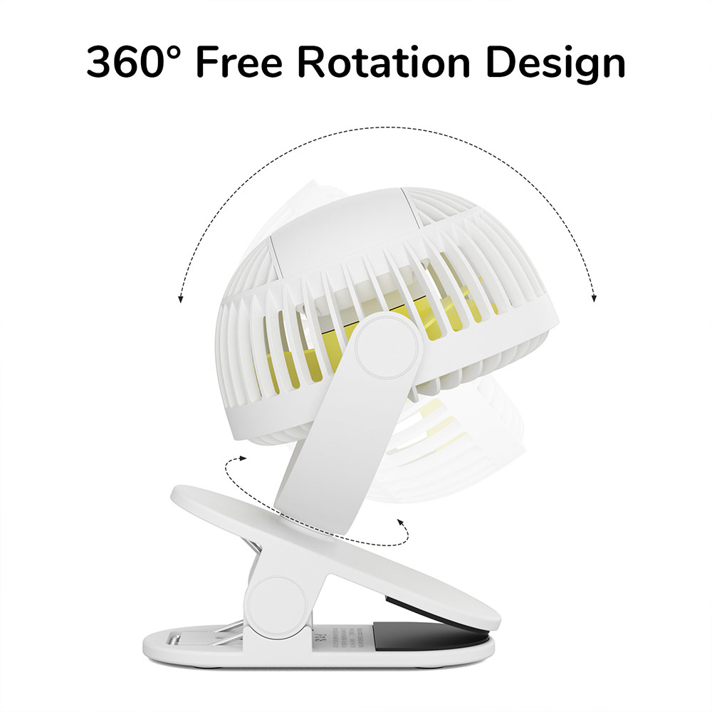 Picture of Jisulife Malaysia Child Safe Low Noise Removeable Washable 360 Rotatable 4 Speed Mode Desktop Hang Clip Fan Rechargeable 4000mAh For Home Office Outdoor Travel Portable Children Baby Stroller FA29A (White)