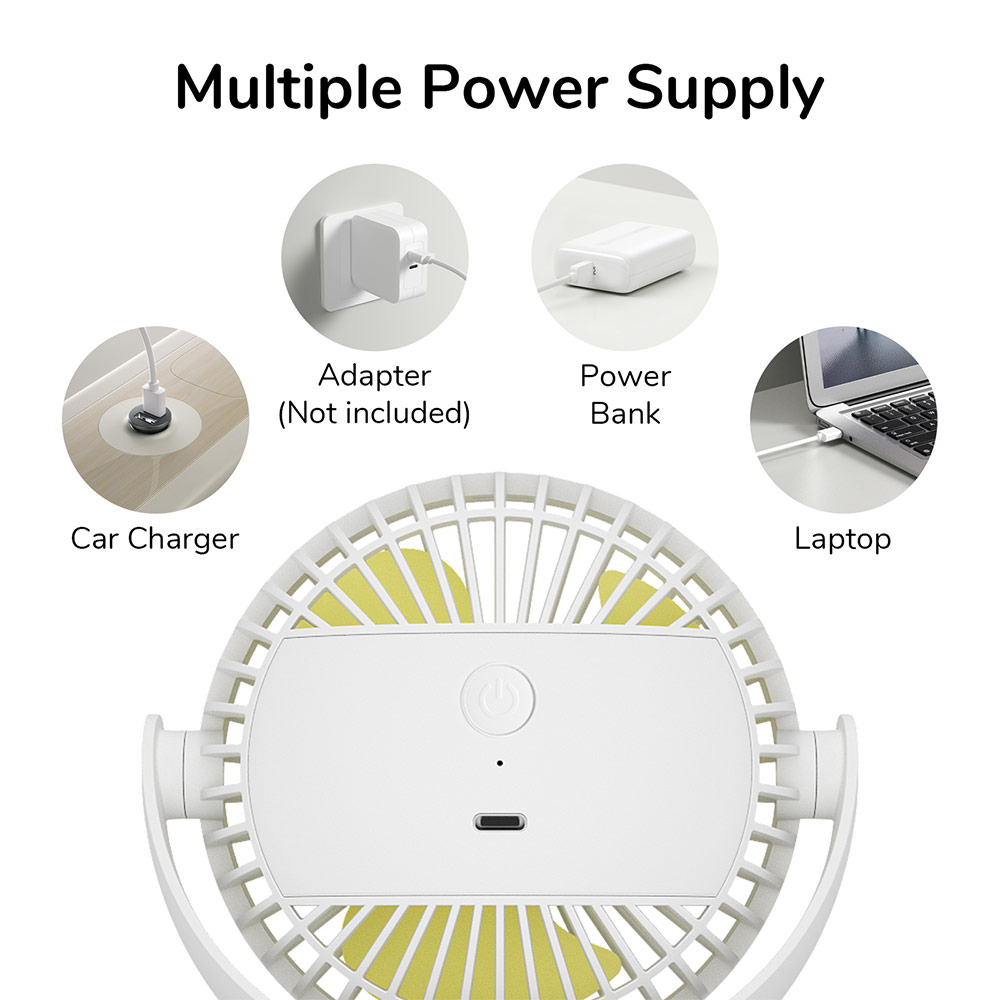 Picture of Jisulife Malaysia Child Safe Low Noise Removeable Washable 360 Rotatable 4 Speed Mode Desktop Hang Clip Fan Rechargeable 4000mAh For Home Office Outdoor Travel Portable Children Baby Stroller FA29A (White)