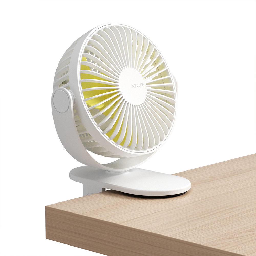 Picture of Jisulife Malaysia Child Safe Low Noise Removeable Washable 360 Rotatable 4 Speed Mode Desktop Hang Clip Fan Rechargeable 4000mAh For Home Office Outdoor Travel Portable Children Baby Stroller FA29A (White)