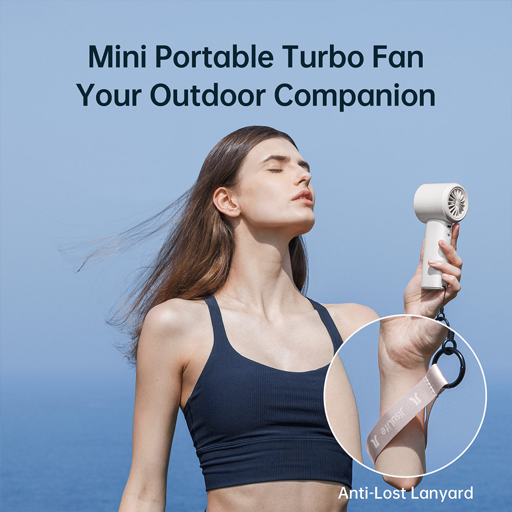 Picture of Jisulife Malaysia Super Power 100 Speed Turbo Strong Wind Portable Fast Charge Rechargeable 3600mAh Hidden Blade High Quality Handheld Mini Fan for Outdoor Indoor Badminton Court Concert Picnic Camping FA53ABS (White)