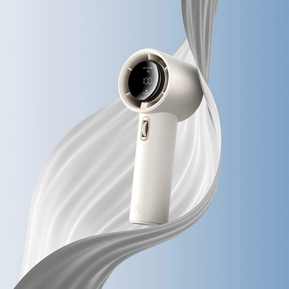 Picture of Jisulife Malaysia Super Power 100 Speed Turbo Strong Wind Portable Fast Charge Rechargeable 3600mAh Hidden Blade High Quality Handheld Mini Fan for Outdoor Indoor Badminton Court Concert Picnic Camping FA53ABS (White)