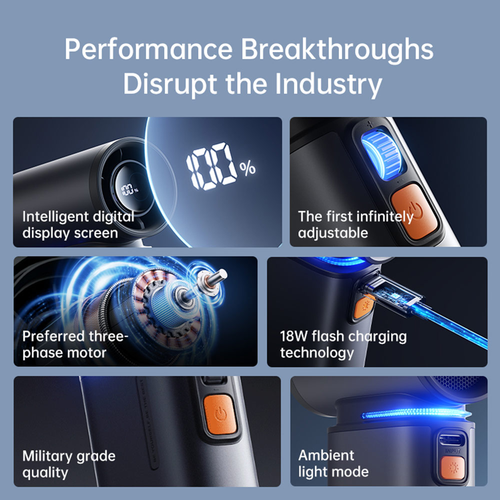 Picture of Jisulife Malaysia Super Power 100 Speed Ultra Ultra1 Turbo Strong Wind Portable Fast Charge Rechargeble 9000mAh Hidden Blade High Quality Handheld Mini Fan As Hair Dryer for Outdoor Indoor Badminton Court Concert Picnic Camping FA55 (Dark Grey)