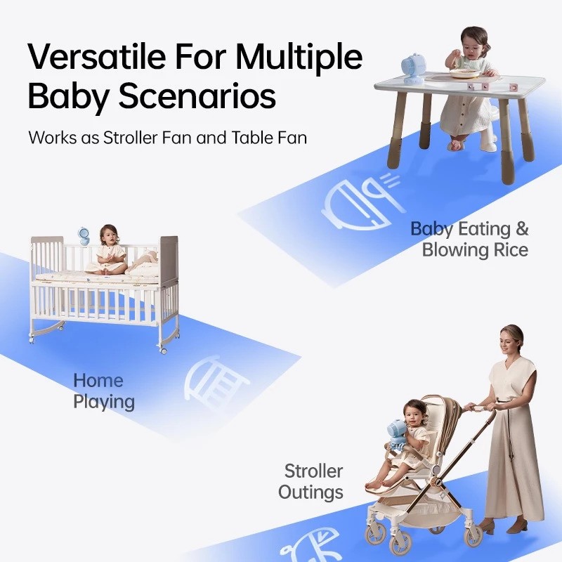 Picture of JisuLife Stroller Fan3 Air Purifying Purifier Baby Fan Clip Fan 100 Speed Levels Max 21-Hour Runtime Ultra Quiet (Yellow)