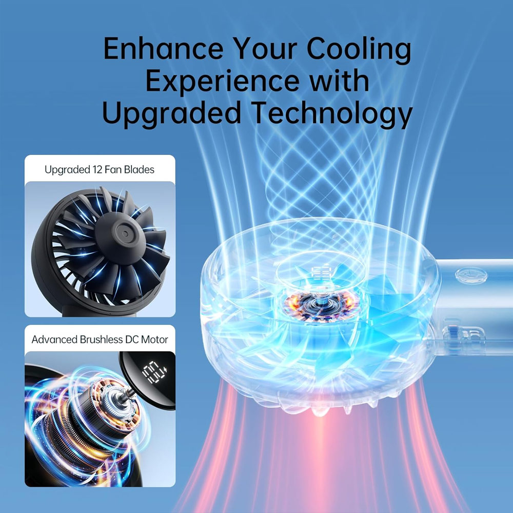 Picture of Jisulife Malaysia Powerful Handheld Fan Life4 Powerful Portable Fan with LED Display (3600mAh Black)