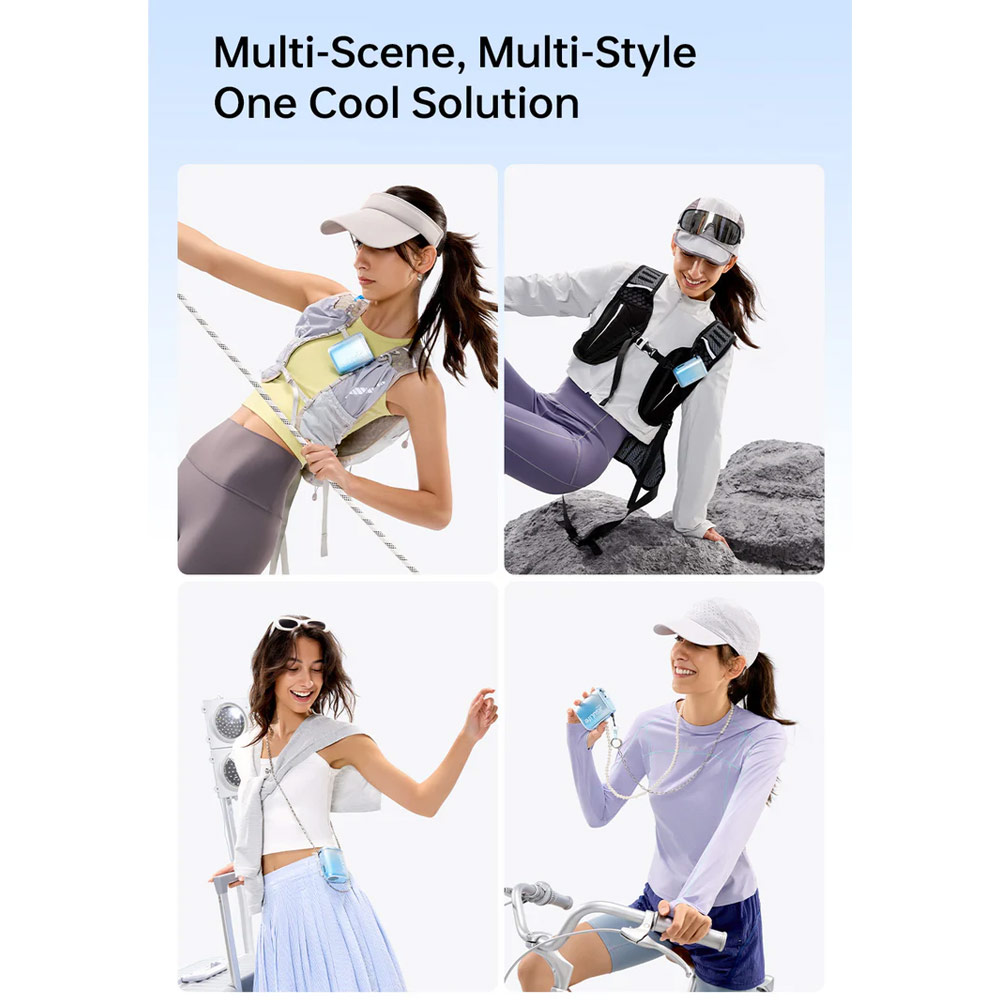 Picture of JisuLife Neck Fan Life5 100 Speed Turbo Cooling Handfree Portable Neck Fan Hang or Clipped Clip Fan (Blue)
