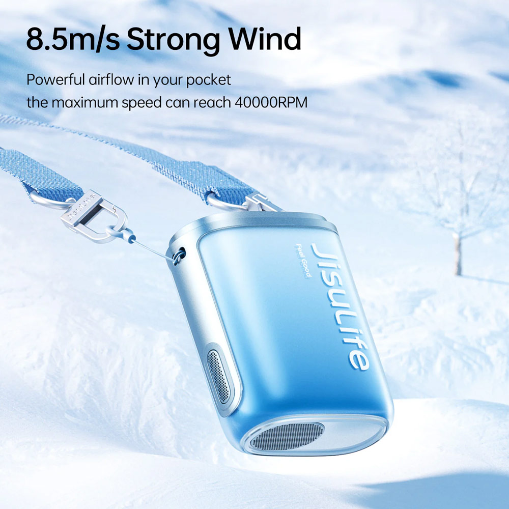 Picture of JisuLife Neck Fan Life5 100 Speed Turbo Cooling Handfree Portable Neck Fan Hang or Clipped Clip Fan (Blue)
