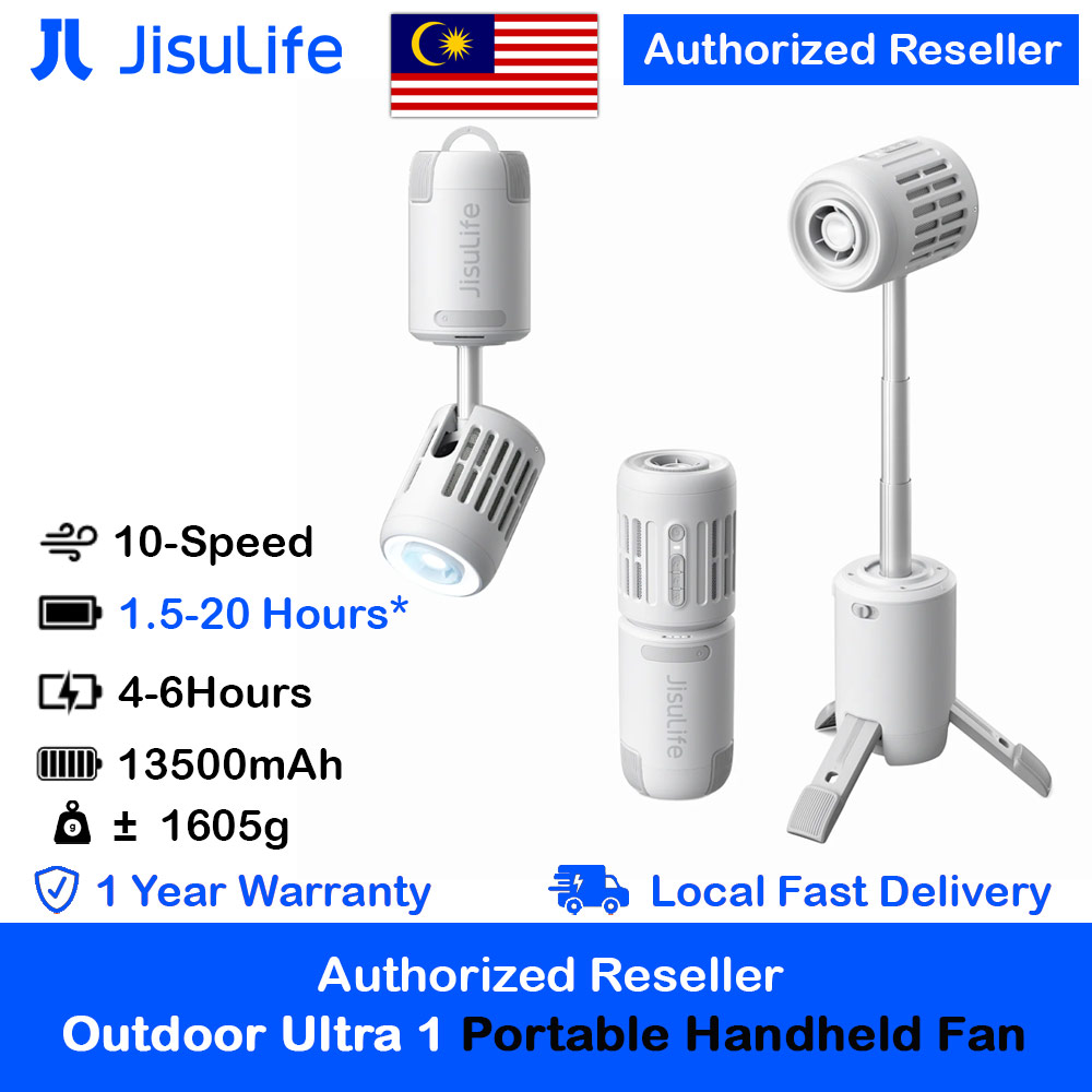 Picture of JISULIFE 2025 Outdoor Fan Ultra1 Rechargeable Turbo Jet Fan Handheld Ceiling Desk Fans With 3 Lighting Modes Power Bank (Light Grey) Red Design- Red Design Cases, Red Design Covers, iPad Cases and a wide selection of Red Design Accessories in Malaysia, Sabah, Sarawak and Singapore 