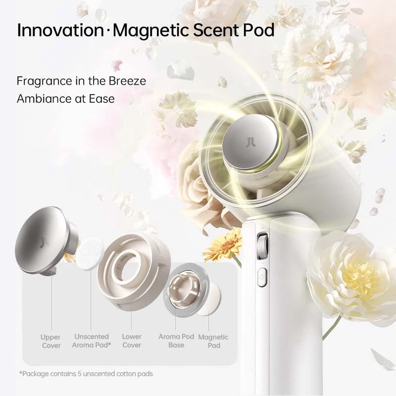 Picture of JisuLife Handheld Fan Pro1 Mini Size Aromatherapy Leather Design Compact Portable 30h Long Battery Ultra Quiet (Purple)