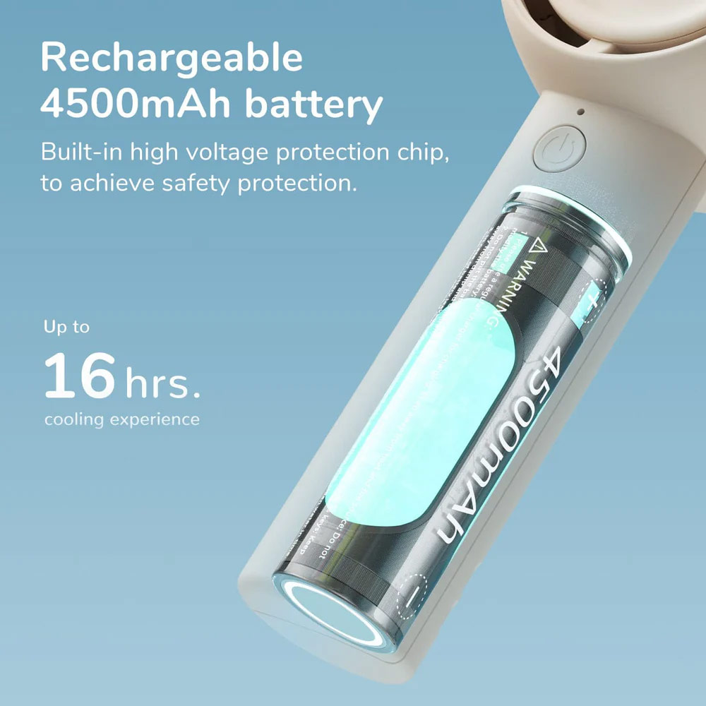 Picture of Jisulife Malaysia 5 Speed Turbo Strong Wind Portable Fast Charge Rechargeble 4500mAh Hidden Blade Handheld Mini Fan for Outdoor Indoor Badminton Court Concert Picnic Camping FA42 (Brown)