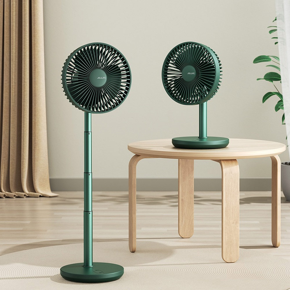 Picture of JISULIFE Malaysia Oscillating Rotation Desk Fan Portable Timer Setting Extendable Desktop Fan 8000mAh USB-C Rechargeable Electric Table Fan for Office Room Travel Outdoor Indoor Picnic FA13P (Dark Green)