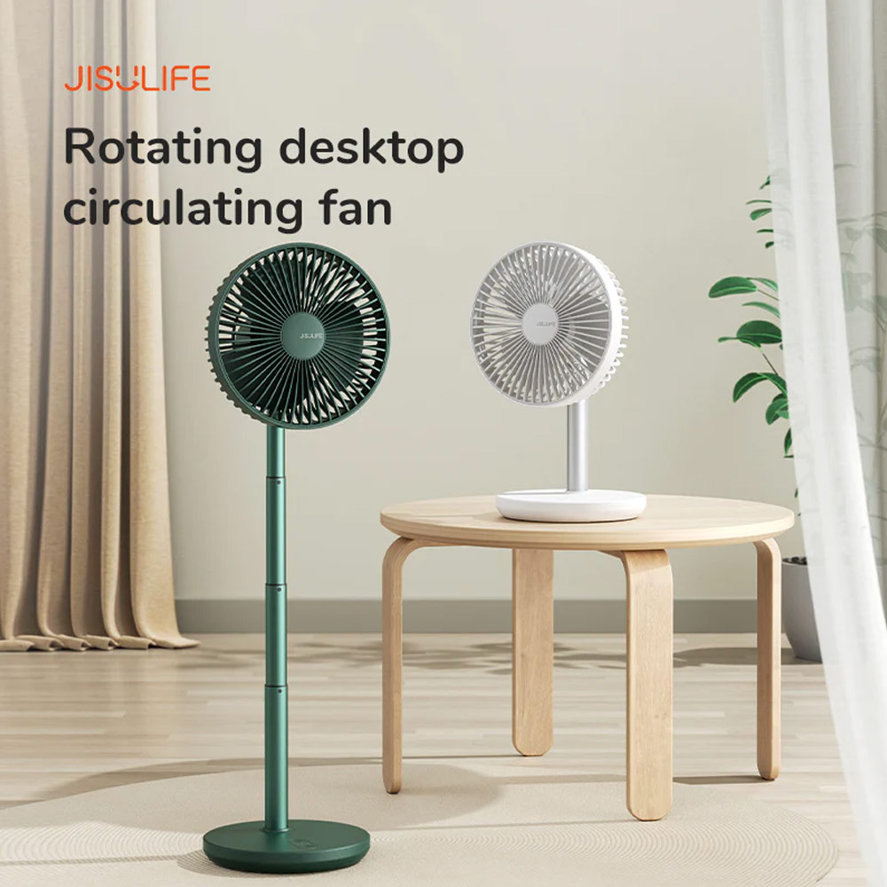 Picture of JISULIFE Malaysia Oscillating Rotation Desk Fan Portable Timer Setting Extendable Desktop Fan 8000mAh USB-C Rechargeable Electric Table Fan for Office Room Travel Outdoor Indoor Picnic FA13P (Dark Green)