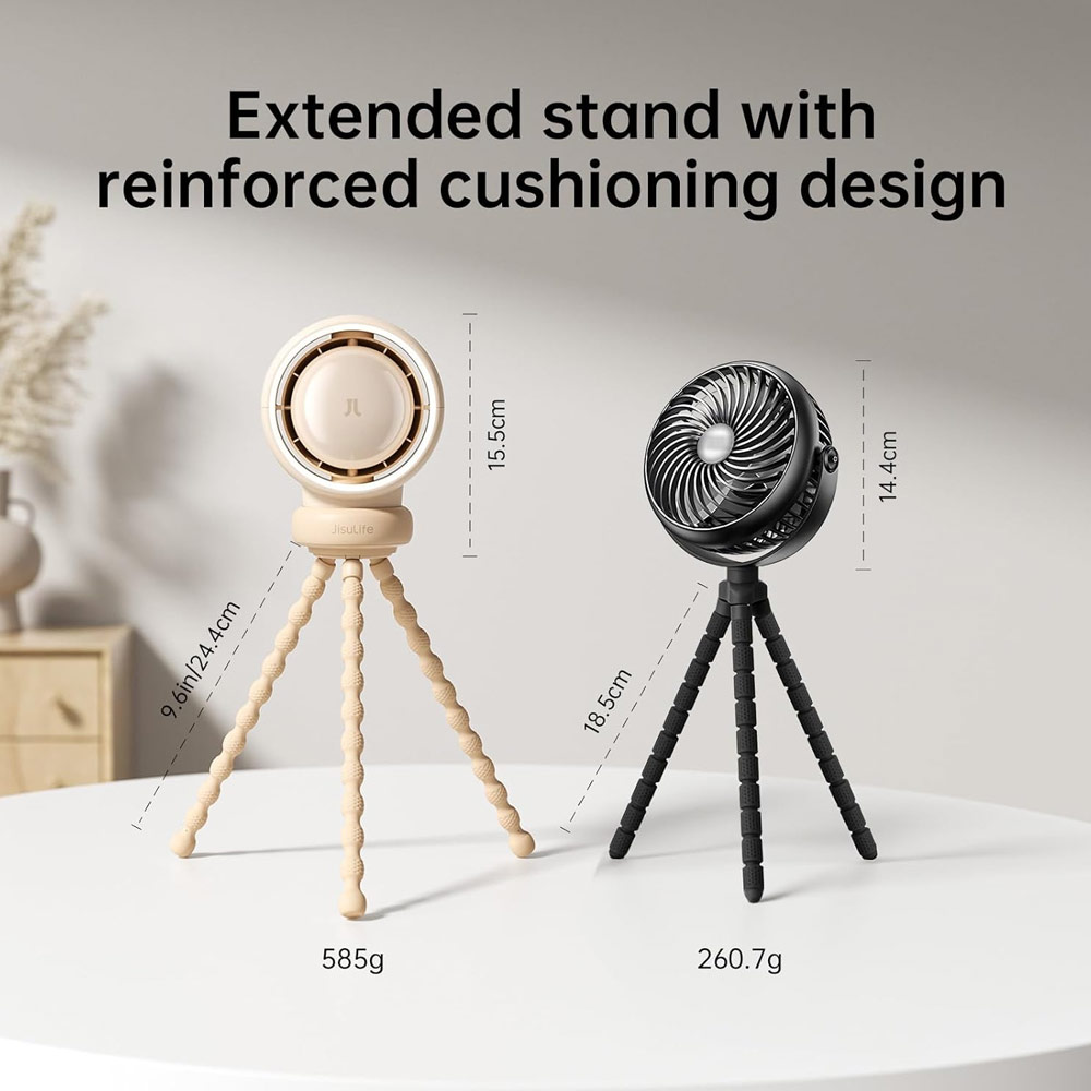 Picture of Jisulife Malaysia Life2 Child Baby Safe Stroller Car Seat Rotatable Flexible Tripod Rechargeable Bladeless Fan (Brown)