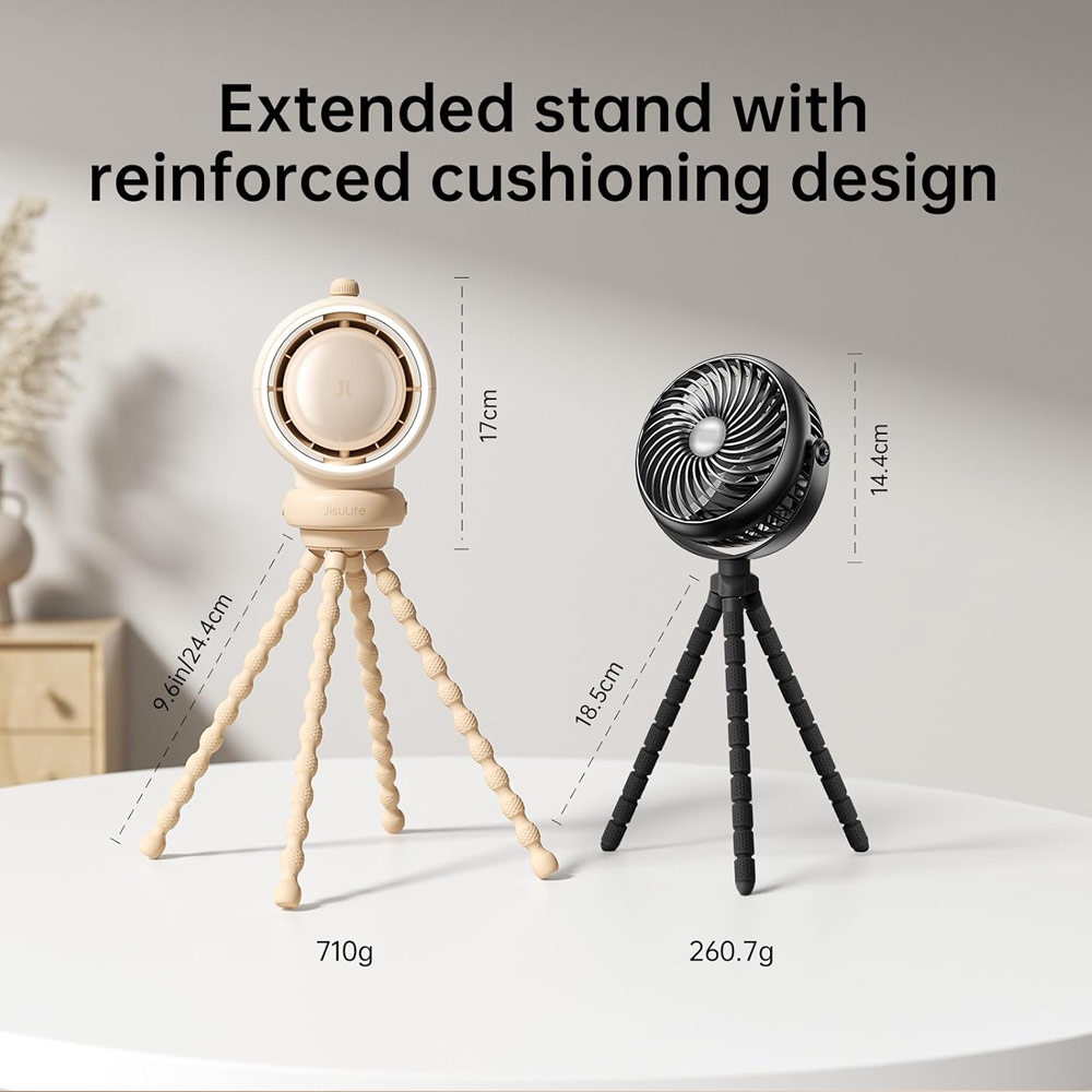 Picture of Jisulife Malaysia Life2 S Child Baby Safe Stroller Car Seat Auto OscillatingFlexible Tripod Rechargeable Bladeless Fan (Brown)