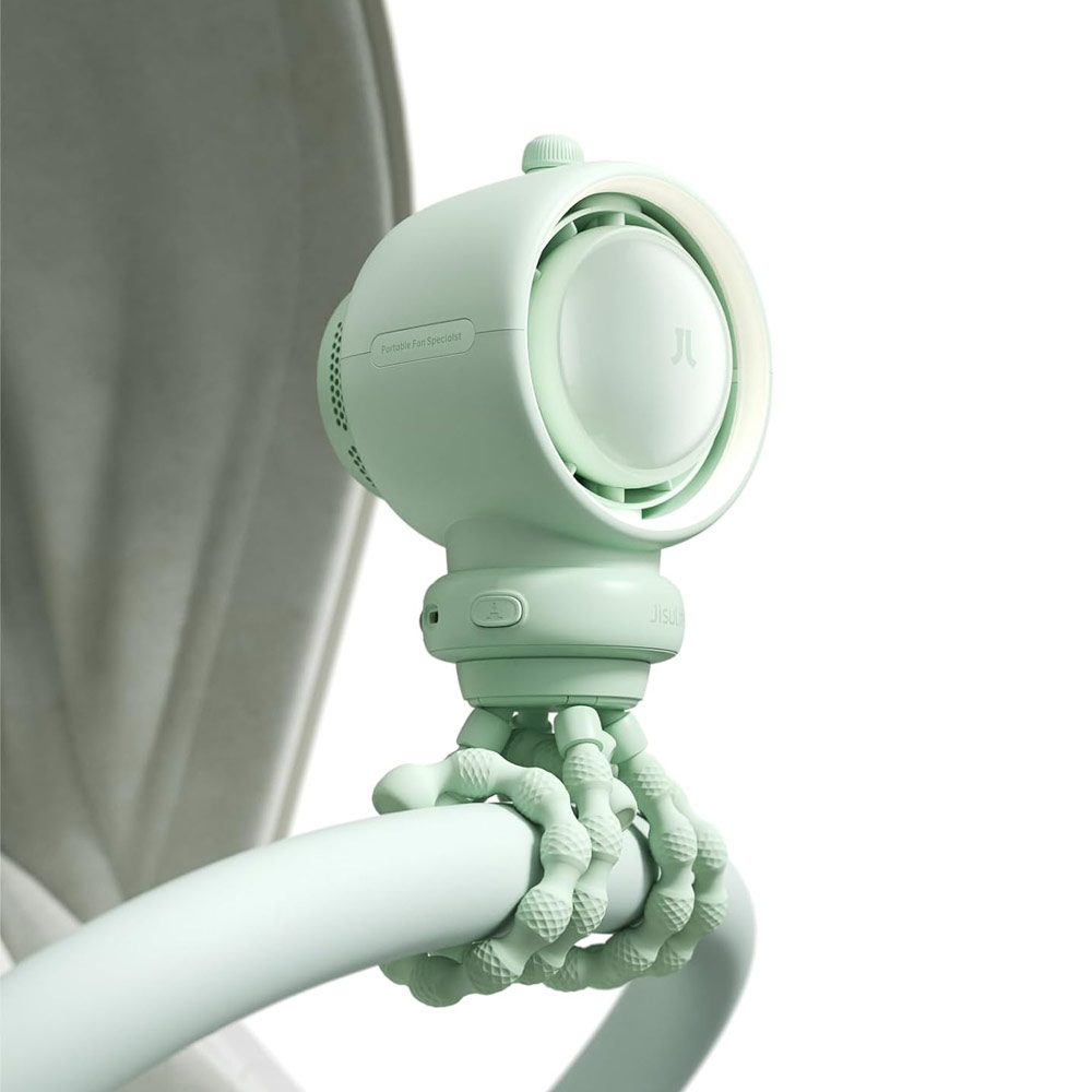 Picture of Jisulife Malaysia Life2 S Child Baby Safe Stroller Car Seat Auto OscillatingFlexible Tripod Rechargeable Bladeless Fan (Green)