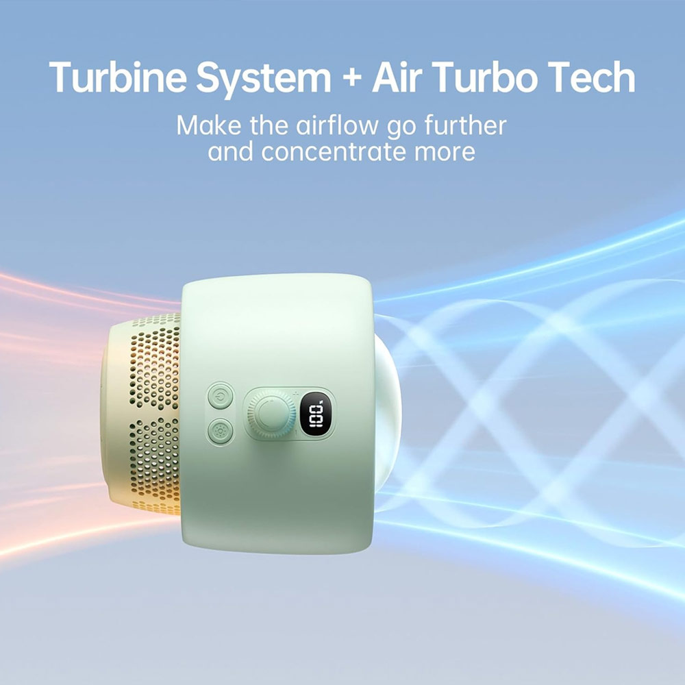 Picture of Jisulife Malaysia Life2 S Child Baby Safe Stroller Car Seat Auto OscillatingFlexible Tripod Rechargeable Bladeless Fan (Green)