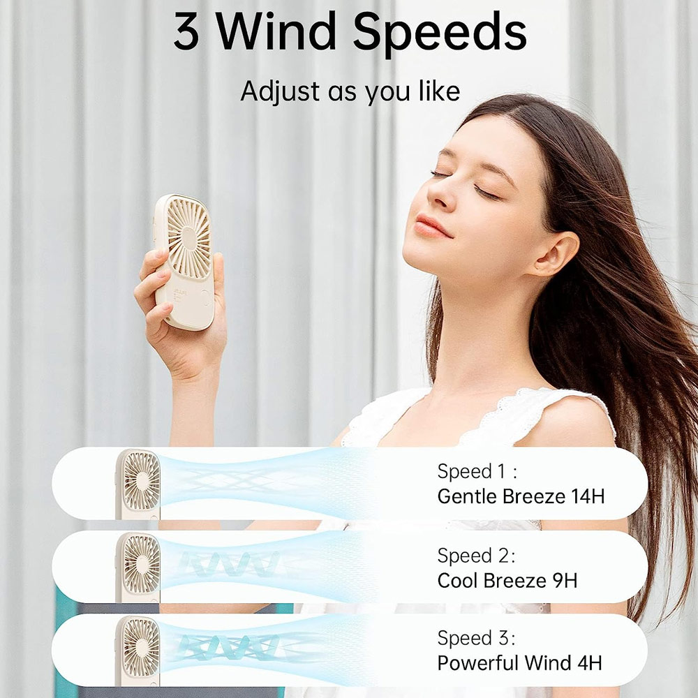 Picture of Jisulife Malaysia Handheld Fan Ultra Thin Mini Fan Small Portable Fan USB Rechargeable Personal Lash Fan with 3 Speeds for Office Outdoor Travel (Beige)