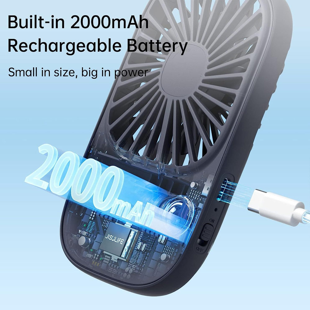 Picture of Jisulife Malaysia Handheld Fan Ultra Thin Mini Fan Small Portable Fan USB Rechargeable Personal Lash Fan with 3 Speeds for Office Outdoor Travel (Navy)