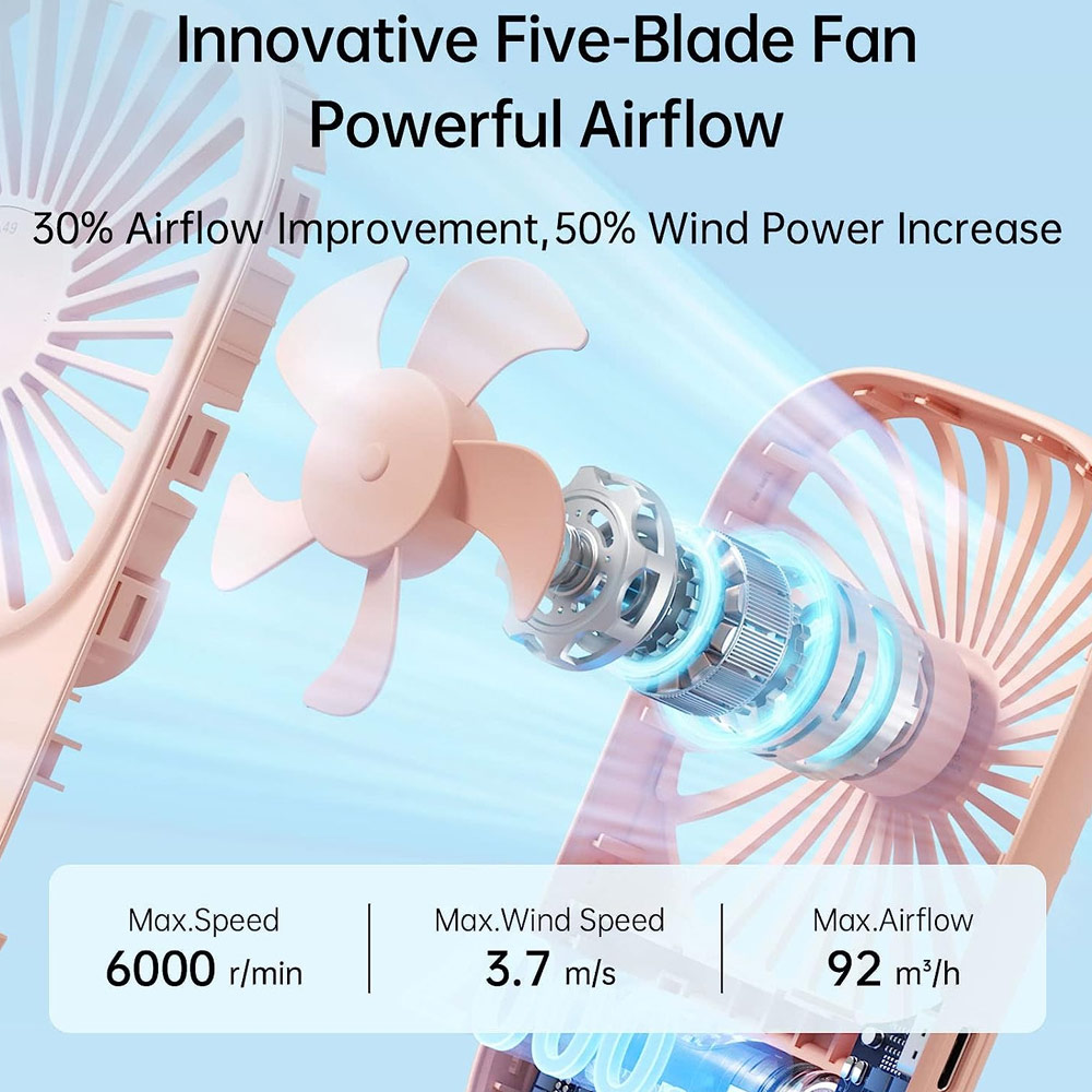 Picture of Jisulife Malaysia Handheld Fan Ultra Thin Mini Fan Small Portable Fan USB Rechargeable Personal Lash Fan with 3 Speeds for Office Outdoor Travel (Pink)