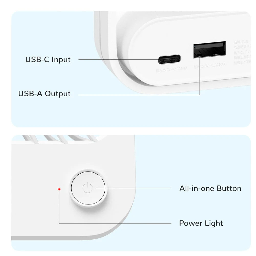 Picture of JISULIFE Malaysia Table Desk Fan Ultra Slim Portable Desktop Fan Strong Airflow Ultra Quiet 4500mAh USB Rechargeable Electric Table Fan for Office Room Travel Outdoor Indoor Picnic Camping (White)
