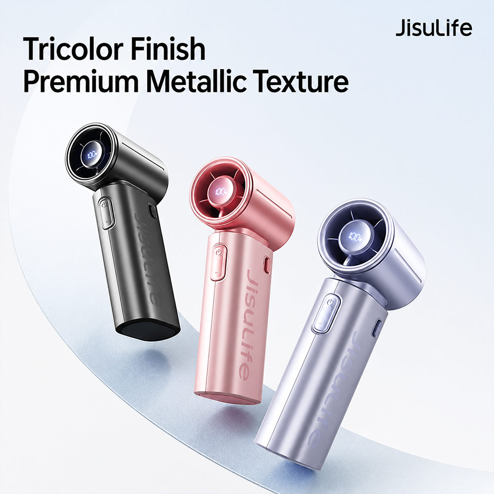 Picture of Jisulife 2026 Life9 S LED Display Palm Size Pocket Size Mini Compact Travel Handheld Portable Fan Strong Wind (Black)