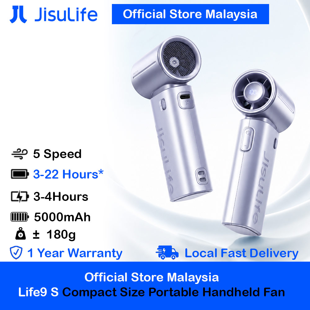 Picture of Jisulife 2026 Life9 S LED Display Palm Size Pocket Size Mini Compact Travel Handheld Portable Fan Strong Wind (Sky Blue) Red Design- Red Design Cases, Red Design Covers, iPad Cases and a wide selection of Red Design Accessories in Malaysia, Sabah, Sarawak and Singapore