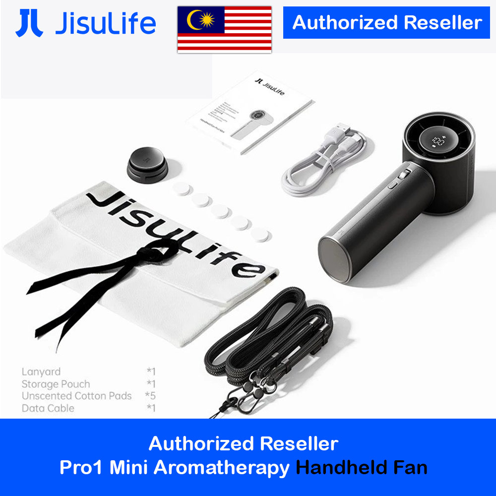 Picture of JisuLife Handheld Fan Pro1 Mini Size Aromatherapy Leather Design Compact Portable 30h Long Battery Ultra Quiet (Black)