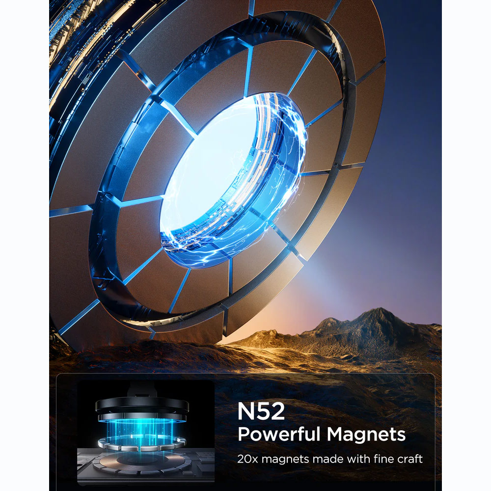 Picture of Joyroom Magnetic 360 Degree Rotatable Foldable Aluminum Alloy Car Phone Mount Holder with 3M Adhesive Light Version for Dashboard Desk (Black)