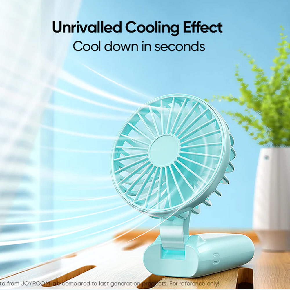 Picture of Joyroom JR-CY451 5 Speed Hold and Stand On Desk Folding Handheld Fan with digital display 4000mAh (White)