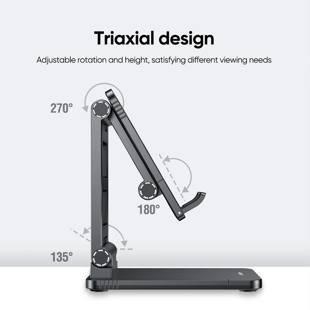 Picture of Joyroom ABS Pocket Size Mini Foldable Retractable Desktop Stand Holder Adjustable Phone Stand Tablet Stand Phone Holder iPad Holder with Space for Magsafe Charger for Online Study Online Meeting Movie View for iPhone 13 Pro Max iPad (White)