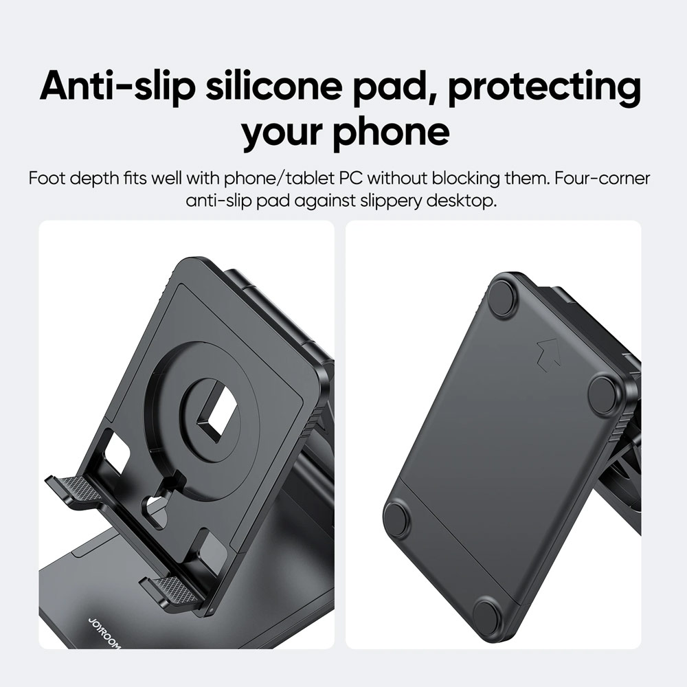 Picture of Joyroom ABS Pocket Size Mini Foldable Retractable Desktop Stand Holder Adjustable Phone Stand Tablet Stand Phone Holder iPad Holder with Space for Magsafe Charger for Online Study Online Meeting Movie View for iPhone 13 Pro Max iPad (White)