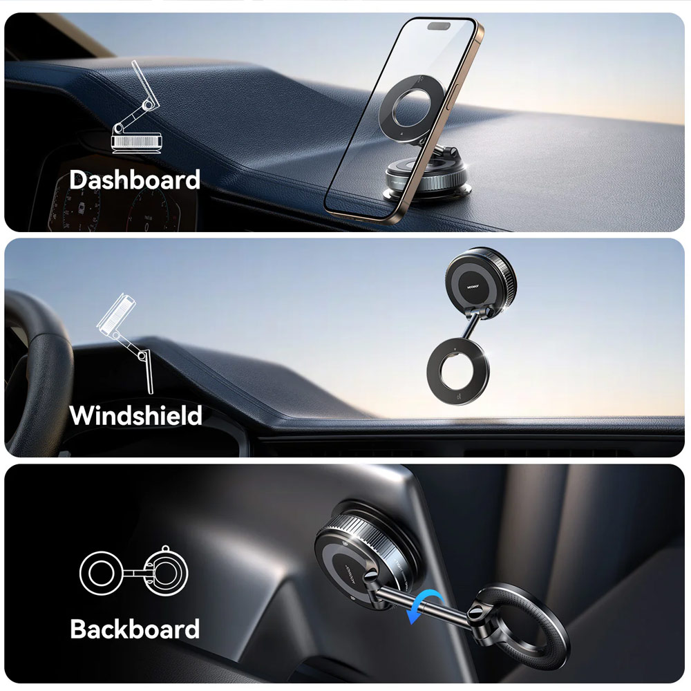 Picture of Joyroom JR-ZS501 Magnetic Car Holder Car Mount Phone Holder with Strong Vacuum Suction for Windscreen Dashboard Mirror