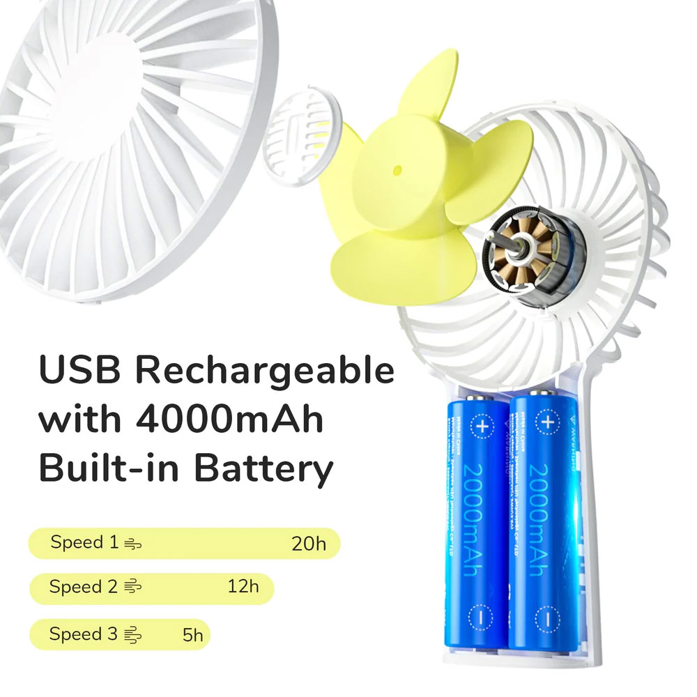 Picture of Jisulife Malaysia 3 Speed Wind Portable Rechargeble 4000mAh Handheld Fan for Outdoor Badminton Court Concert Picnic Camping (Navy)
