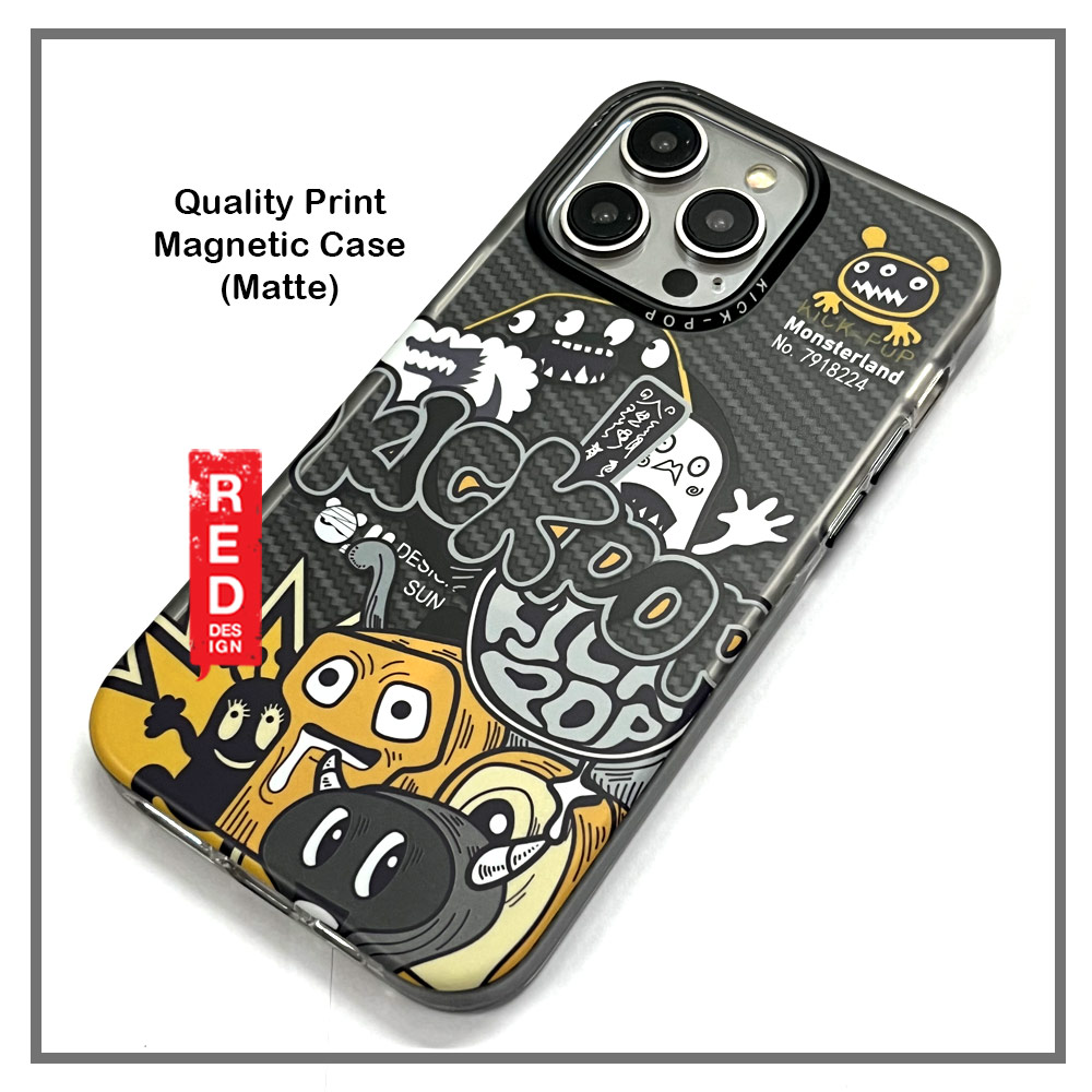 Picture of Apple iPhone 15 Pro Max 6.7 Case | KickPop Creative Fashion Art Magnetic Impact Drop Protection Aluminum Lens Frame Case Casing for iPhone 15 Pro Max (Monster Land)