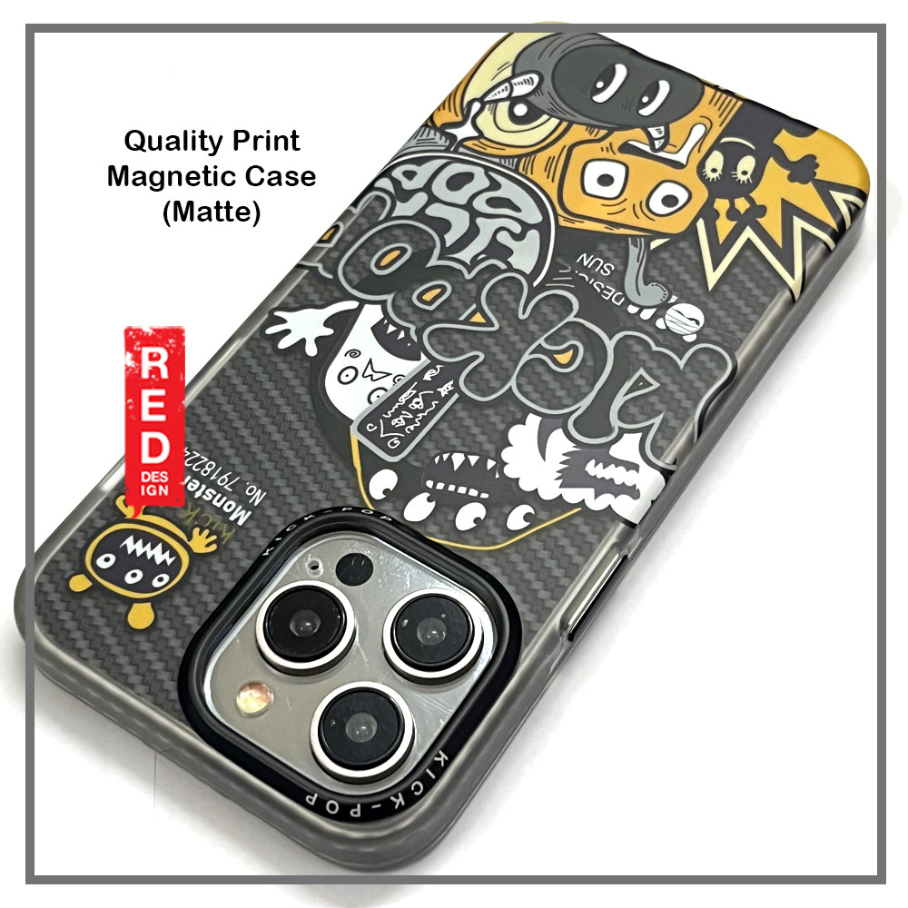Picture of Apple iPhone 15 Pro Max 6.7 Case | KickPop Creative Fashion Art Magnetic Impact Drop Protection Aluminum Lens Frame Case Casing for iPhone 15 Pro Max (Monster Land)