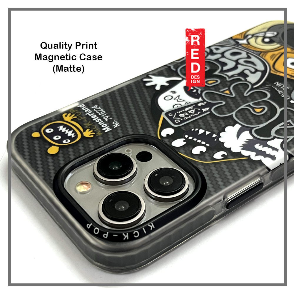Picture of Apple iPhone 15 Pro Max 6.7 Case | KickPop Creative Fashion Art Magnetic Impact Drop Protection Aluminum Lens Frame Case Casing for iPhone 15 Pro Max (Monster Land)