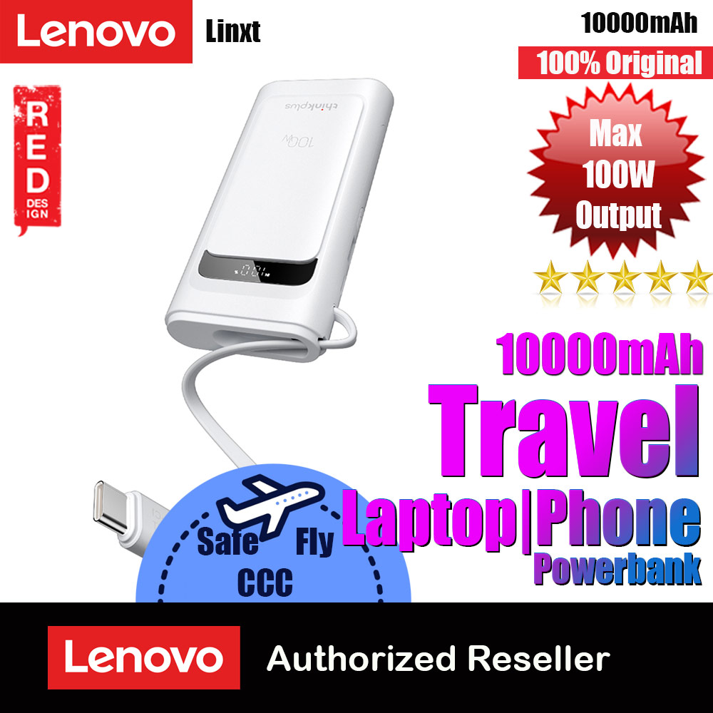 Picture of Lenovo Thinkplus Linx CCC 3C Certified Laptop Notebook Travel Power Bank Mini Size 100W Output Build In Cable (White) Red Design- Red Design Cases, Red Design Covers, iPad Cases and a wide selection of Red Design Accessories in Malaysia, Sabah, Sarawak and Singapore 