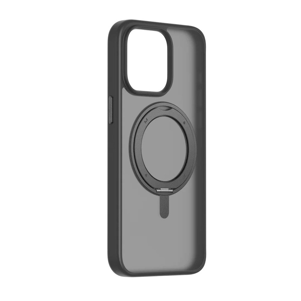 Picture of Apple iPhone 15 Pro 6.1 Case | Momax CaseForm Roller Magnetic Case with Rotatable Stand Drop Protective Case iPhone 15 Pro 6.1 (Matte Black)